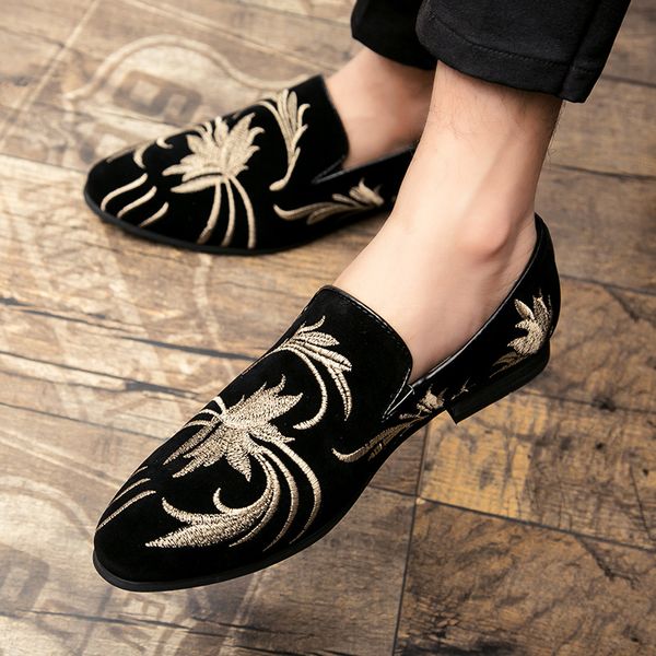 men's fashion suede leather embroidery loafers mens casual printed moccasins shoes man party driving flats, Black
men's fashion suede leather embroidery loafers mens casual printed moccasins shoes man party driving flats, Black