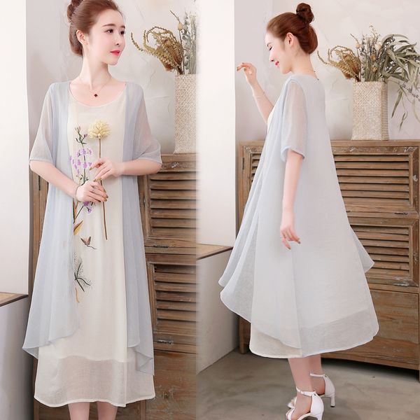 summer cotton linen dress chinese-style large size literature and art embroidery ethnic-style mid-length elegant fake two-piece, White;black
summer cotton linen dress chinese-style large size literature and art embroidery ethnic-style mid-length elegant fake two-piece, White;black