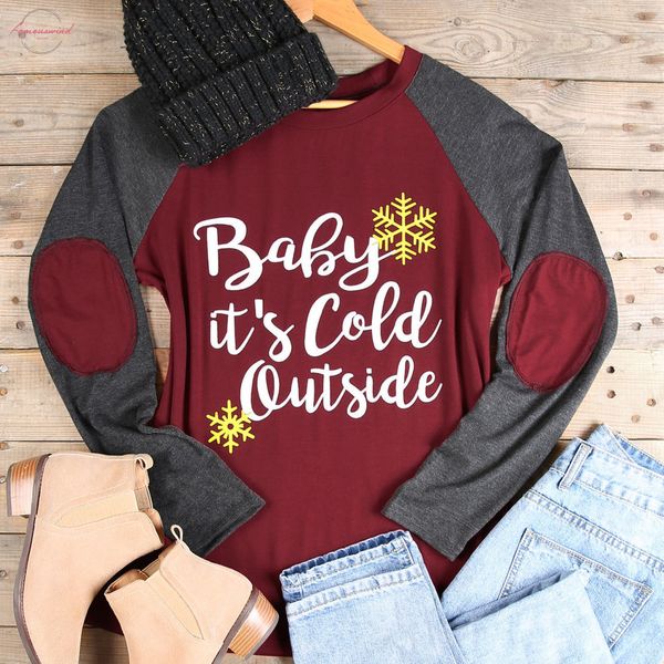 women t shirt full long sleeve tee christmas baby its cold outside letter print female t shirt cute ladies, White
women t shirt full long sleeve tee christmas baby its cold outside letter print female t shirt cute ladies, White