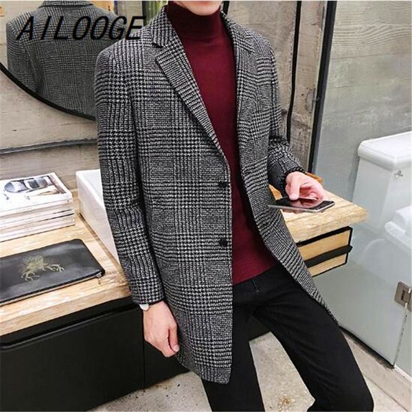 ailooge 2018 new men's casual plaid wool coat fashion trend long coat jacket brand clothes, Black
ailooge 2018 new men's casual plaid wool coat fashion trend long coat jacket brand clothes, Black