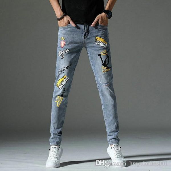 2020 new designer jeans straight jeans men's biker hole stretch denim casual men skinny pants elasticity mens slim fit jeans, Blue
2020 new designer jeans straight jeans men's biker hole stretch denim casual men skinny pants elasticity mens slim fit jeans, Blue