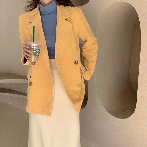 women's suits & blazers hong kong women spring autumn long sleeve yellow corduroy blazer jacket coat lady double breasted solid color p, White;black
women's suits & blazers hong kong women spring autumn long sleeve yellow corduroy blazer jacket coat lady double breasted solid color p, White;black