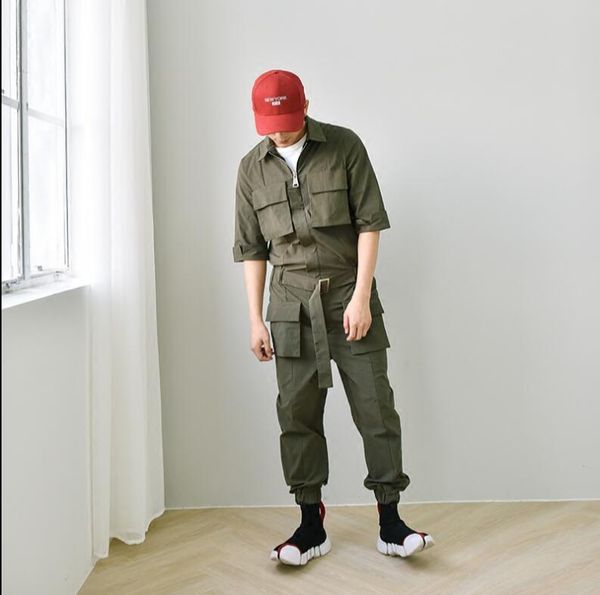 2018 new men's clothing hair stylist seven split sleeves overalls jumpsuit rompers costumes, Black
2018 new men's clothing hair stylist seven split sleeves overalls jumpsuit rompers costumes, Black