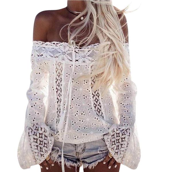 selling women's white lace blouses summer ladies fashion long flare sleeve off shoulder shirts women casual blouse #yl
selling women's white lace blouses summer ladies fashion long flare sleeve off shoulder shirts women casual blouse #yl
