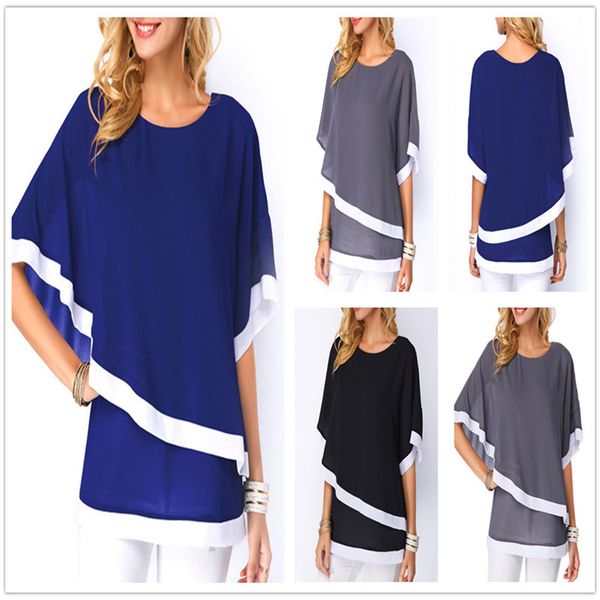 black large size women summer chiffon shirt casual bat sleeve fashion solid patchwork ladies blouses shirts plus szie 5xl, White
black large size women summer chiffon shirt casual bat sleeve fashion solid patchwork ladies blouses shirts plus szie 5xl, White