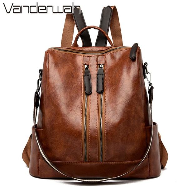 vintage double zipper women leather backpack female multifunction bagpack school bags for teenage girls travel backpack mochilas
vintage double zipper women leather backpack female multifunction bagpack school bags for teenage girls travel backpack mochilas
