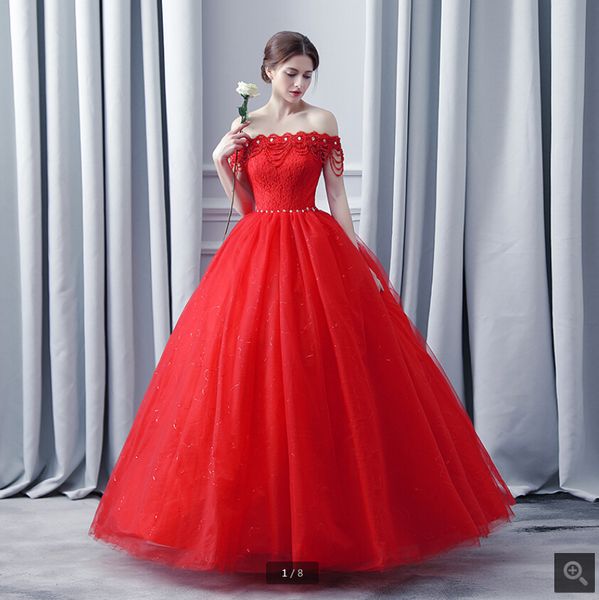 robe de mariage ball gown 2019 off the shoulder wedding dress gold lace appliques princess puffy corset wedding gowns on sale, White
robe de mariage ball gown 2019 off the shoulder wedding dress gold lace appliques princess puffy corset wedding gowns on sale, White