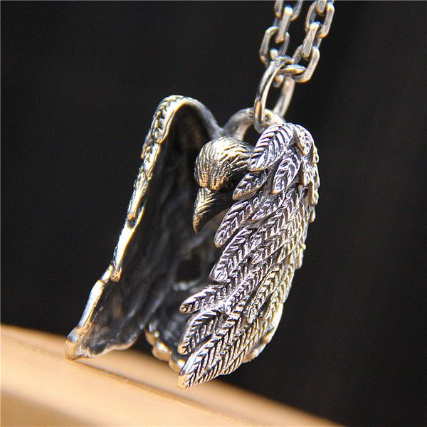 

fashion jewelry evil psychic crow s925 sterling silver men and women retro thai silver feather bird pendant