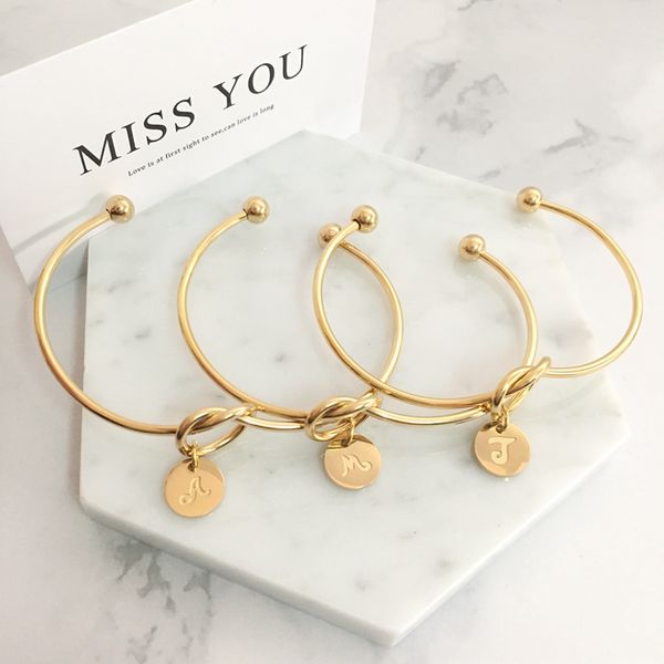 stainless steel initial letter love knot bangles bracelets for women gold silver color gifts for friends family wedding party, Black
stainless steel initial letter love knot bangles bracelets for women gold silver color gifts for friends family wedding party, Black
