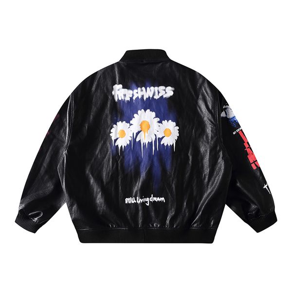 sunflower letter print leather jacket men and women harajuku oversize bomber jacket windbreaker hip hop stand outwear coats, Black;brown
sunflower letter print leather jacket men and women harajuku oversize bomber jacket windbreaker hip hop stand outwear coats, Black;brown