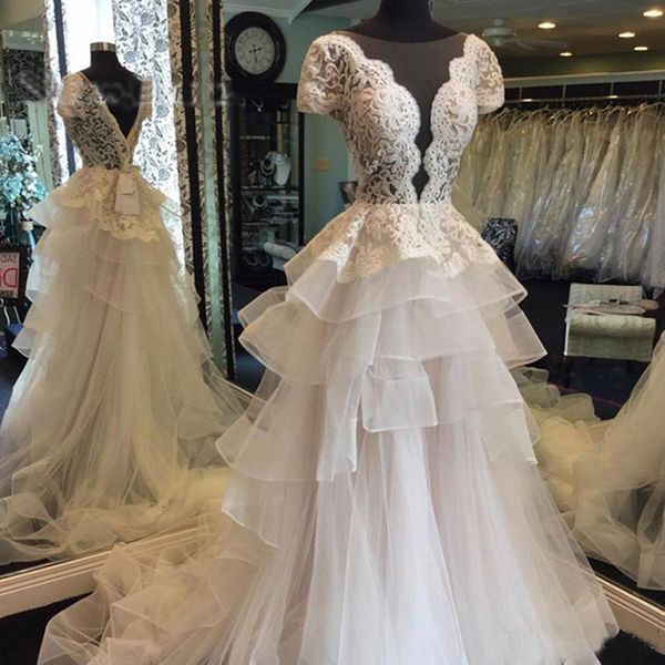 Vintage A-Line Lace Deep V-Neck Wedding Dresses Short Sleeves Backless Dresses Wear Formal Gown High-end Wedding Boutique
Vintage A-Line Lace Deep V-Neck Wedding Dresses Short Sleeves Backless Dresses Wear Formal Gown High-end Wedding Boutique