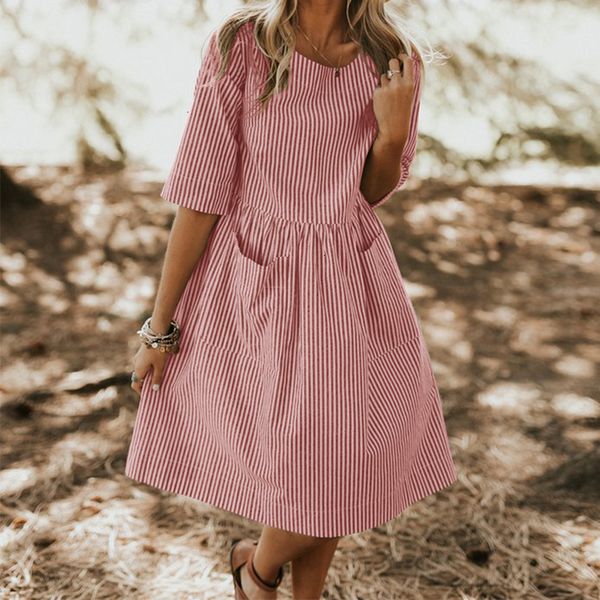 women clothes womens dresses size plus 2019 summer elegant o neck half sleeve loose casual striped dress pockets baggy beach vestido, Black;gray
women clothes womens dresses size plus 2019 summer elegant o neck half sleeve loose casual striped dress pockets baggy beach vestido, Black;gray