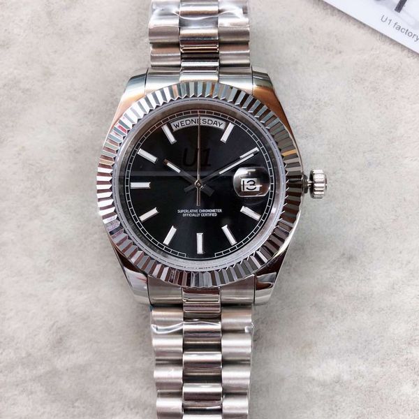 r series sapphire crystal day and date mens watches 41mm luminous black dial automatic wristwatches fluted bezel president bracelet watch, Slivery;brown
r series sapphire crystal day and date mens watches 41mm luminous black dial automatic wristwatches fluted bezel president bracelet watch, Slivery;brown
