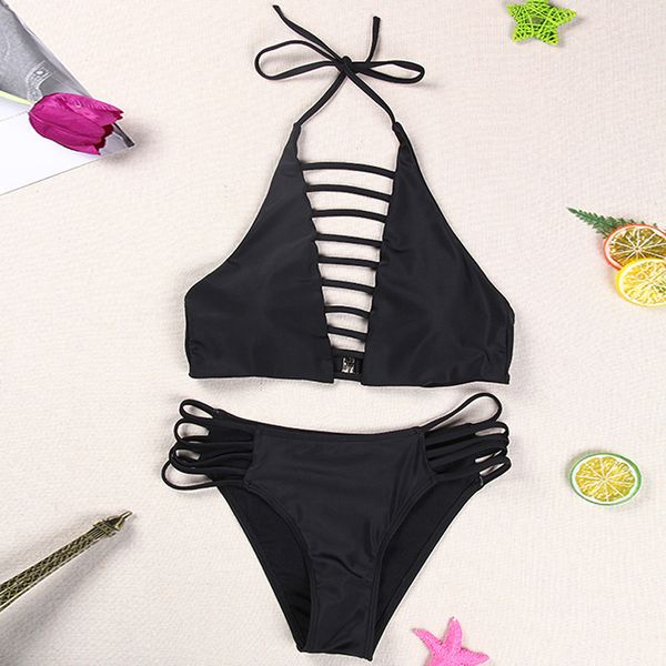 biquinis swimwear 2020 women bikini set hollow out swimsuit padded monokini halter thong bikinis trkinis maillot de bain femme, White;black
biquinis swimwear 2020 women bikini set hollow out swimsuit padded monokini halter thong bikinis trkinis maillot de bain femme, White;black