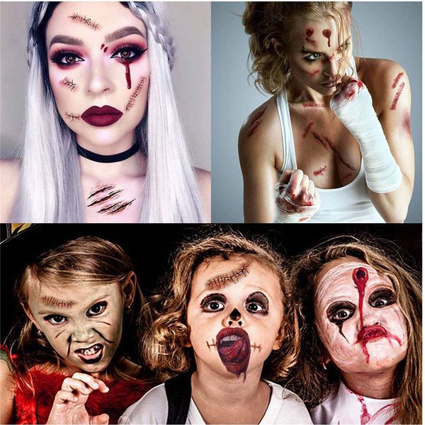 halloween cosplay temporary scar tattoos stickers realistic fake bloody wound scab horror body face decals prank props jk1909
halloween cosplay temporary scar tattoos stickers realistic fake bloody wound scab horror body face decals prank props jk1909
