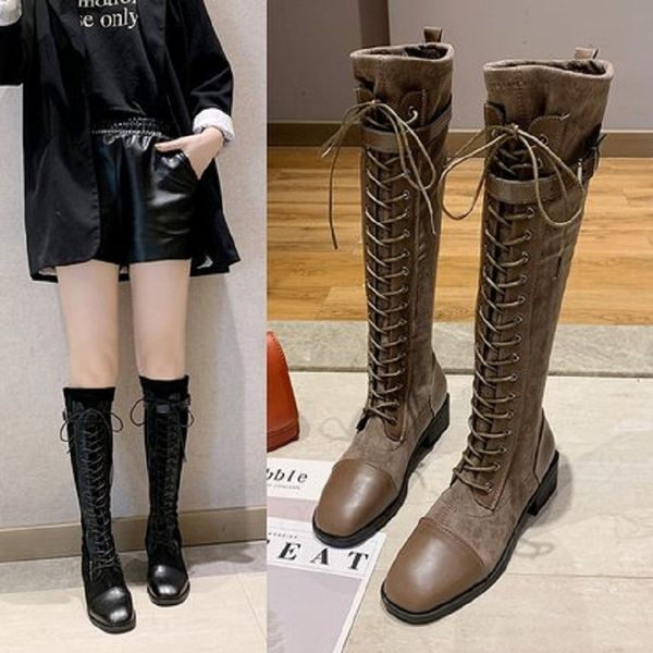 boots 2021 winter women's fashion comfortable warm plus velvet front lace up high tube square toe non-slip, Black
boots 2021 winter women's fashion comfortable warm plus velvet front lace up high tube square toe non-slip, Black