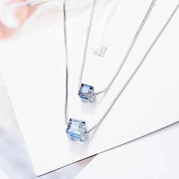 wyeaiir simple square aurora crystal shiny colorful double cube 925 sterling silver clavicle chain female necklace, Golden;silver
wyeaiir simple square aurora crystal shiny colorful double cube 925 sterling silver clavicle chain female necklace, Golden;silver