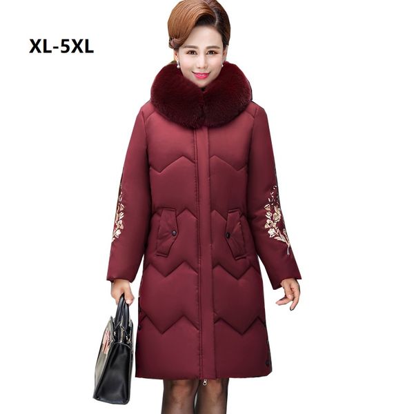 women 2019 embroidered parkas plus size 5xl winter jackets hooded slim thick outwear long warm cotton coats snow -25 degree, Black
women 2019 embroidered parkas plus size 5xl winter jackets hooded slim thick outwear long warm cotton coats snow -25 degree, Black