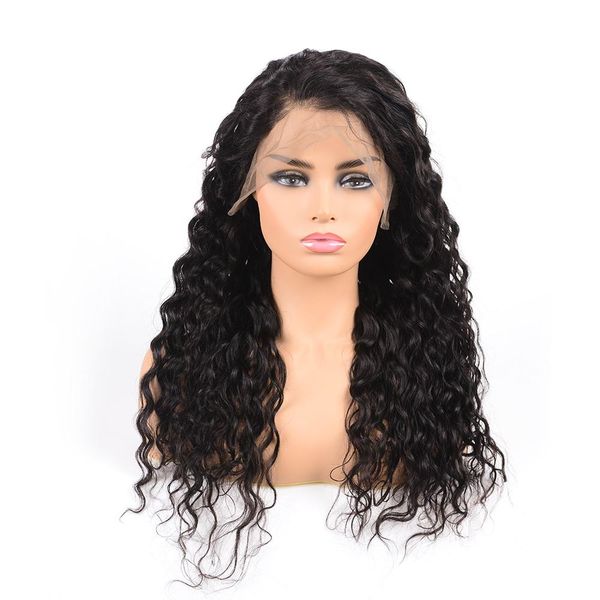 24inch pre plucked bleached knots 250% density real indian remi human hair water wave lace front wig, Black
24inch pre plucked bleached knots 250% density real indian remi human hair water wave lace front wig, Black