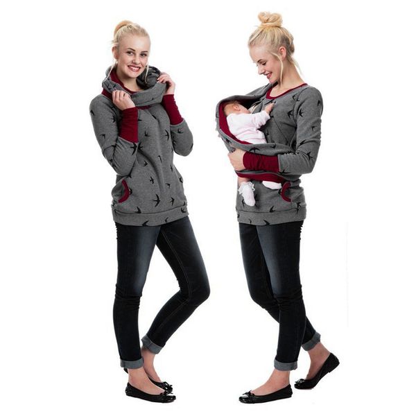 womens maternity hoodie sweatershirt breastfeeding nursing jumper, White