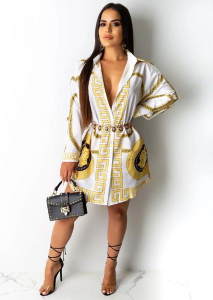 women summer luxury designer tshirts dresses lapel neck long sleeve floral print female clothing fashion style casual apparel, White
women summer luxury designer tshirts dresses lapel neck long sleeve floral print female clothing fashion style casual apparel, White