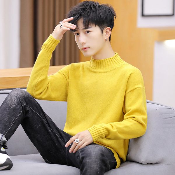long sleeves winter men sweater white yellow gray black blue red pink pullovers turtleneck casual solid mens sweaters, White;black
long sleeves winter men sweater white yellow gray black blue red pink pullovers turtleneck casual solid mens sweaters, White;black