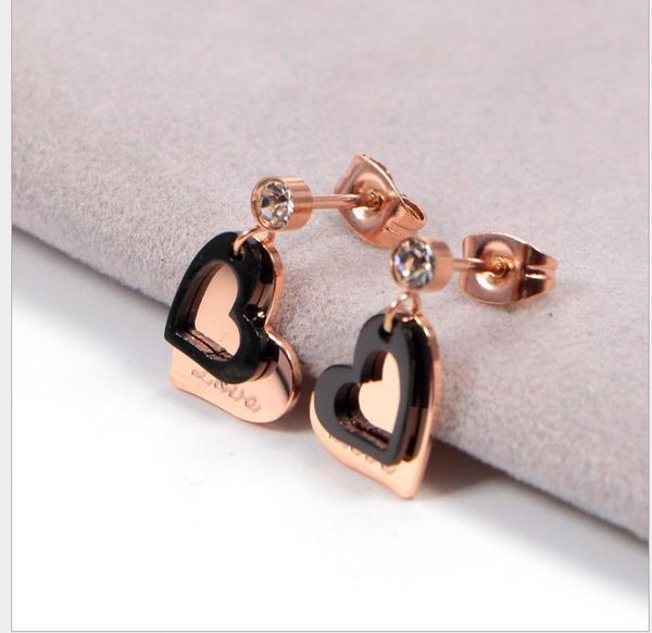 titanium steel plated 18k rose gold hollow love earrings korean black pendant color gold earrings chain earrings, Golden;silver
titanium steel plated 18k rose gold hollow love earrings korean black pendant color gold earrings chain earrings, Golden;silver