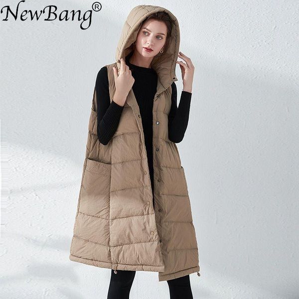 newbang brand thick women's long vest white duck down vests female sleeveless windproof lightweight warm long waistcoat, Black;white
newbang brand thick women's long vest white duck down vests female sleeveless windproof lightweight warm long waistcoat, Black;white