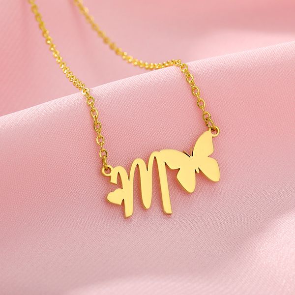 a-z letters butterfly pendant necklace for women gold color stainless steel necklace fashion gifts bijoux femme, Silver
a-z letters butterfly pendant necklace for women gold color stainless steel necklace fashion gifts bijoux femme, Silver