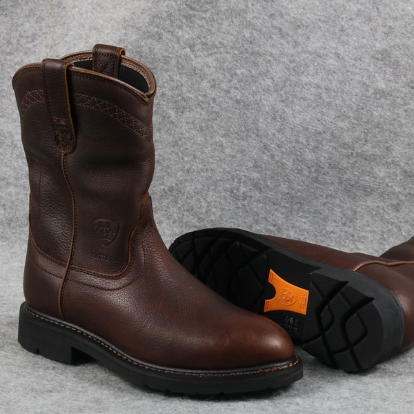 round head cowhed western cowboy boots vintage mid-tube waterproof working men's boots, Black
round head cowhed western cowboy boots vintage mid-tube waterproof working men's boots, Black