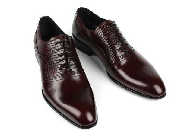 new style round toes genuine leather handmade lace up dress shoes men england style business casual office work shoes, Black