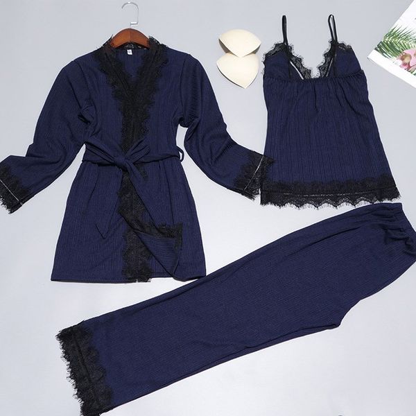 female patchwork home clothes spring ladies casual lace-up three pieces sets, Blue;gray
female patchwork home clothes spring ladies casual lace-up three pieces sets, Blue;gray