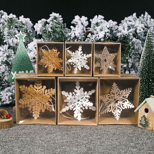 

christmas tree decorations christmas decor wrought iron cutout three-dimensional snowflake pendant tree decor #37