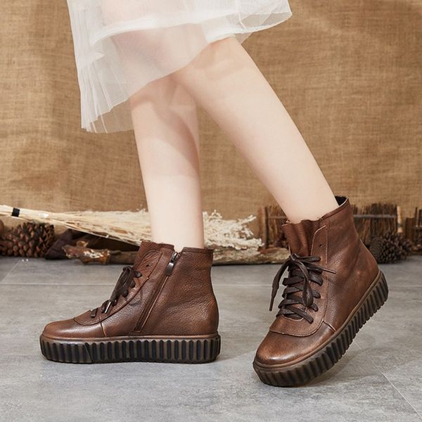 2019 autumn and winter new retro leather women's boots leather thick bottom boots casual ladies short british style, Black
2019 autumn and winter new retro leather women's boots leather thick bottom boots casual ladies short british style, Black