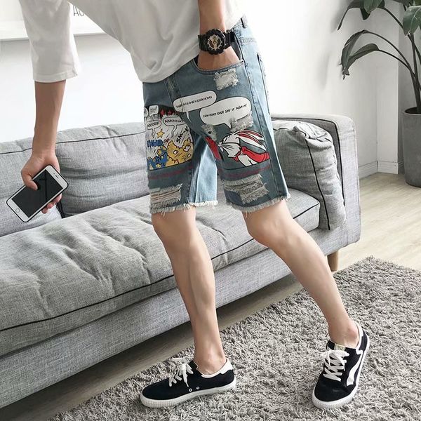 2019 summer men's denim pants pants cat holes denim shorts men's casual trend 5, Blue
2019 summer men's denim pants pants cat holes denim shorts men's casual trend 5, Blue