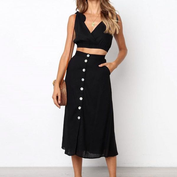 women sets sleeveless crop long skirts elastic waist solid club suit hollow 2 piece sets ##4, White
women sets sleeveless crop long skirts elastic waist solid club suit hollow 2 piece sets ##4, White