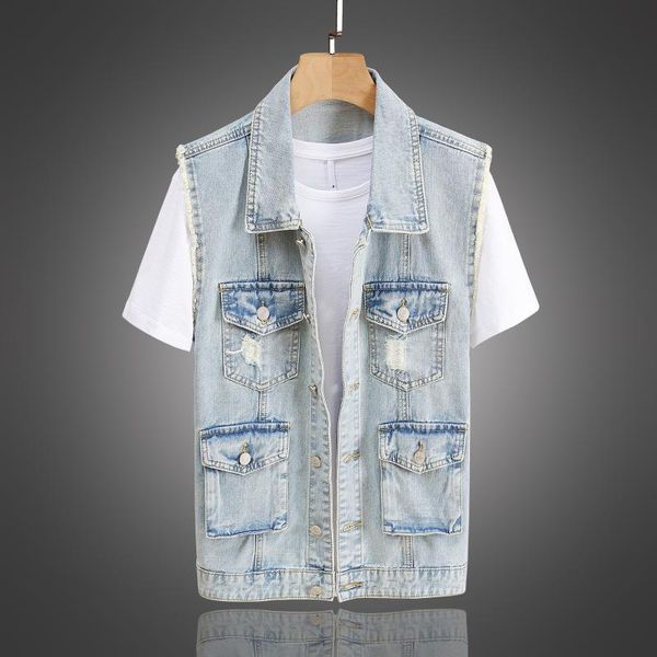 fashion streetwear men vest retro blue slim fit hip hop ripped denim vest men sleeveless overall destroyed biker chaqueta hombre, Black;white
fashion streetwear men vest retro blue slim fit hip hop ripped denim vest men sleeveless overall destroyed biker chaqueta hombre, Black;white