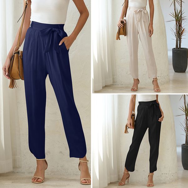 new summer womens pants 2020 women's strappy casual loose cropped pants, Black;white
new summer womens pants 2020 women's strappy casual loose cropped pants, Black;white