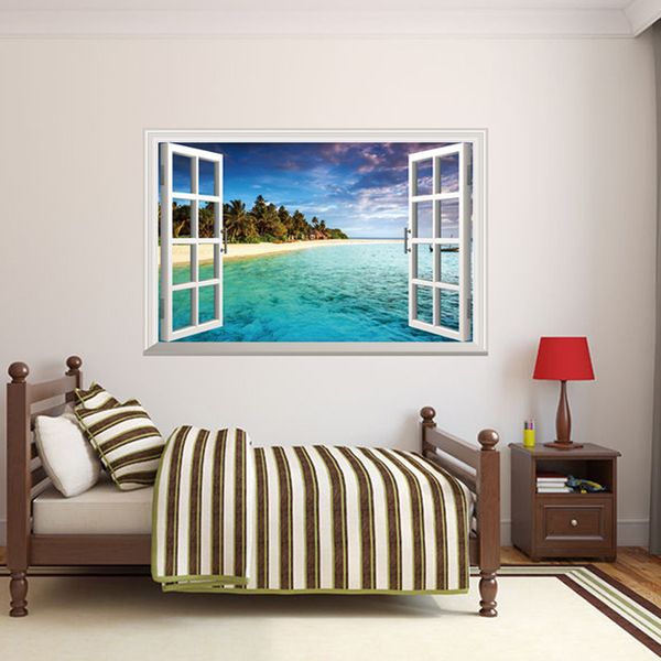removable wall sticker/wall mural - beautiful blue caribbean sea beach | creative window view home decor/wall decor
removable wall sticker/wall mural - beautiful blue caribbean sea beach | creative window view home decor/wall decor