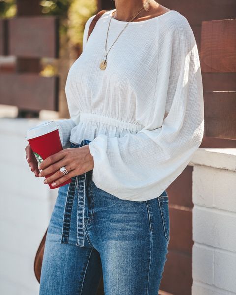 large round neck loose ruffled high waist exposed navel t-shirt women's long sleeve sheer slim ladies turtleneck t-shirt, White
large round neck loose ruffled high waist exposed navel t-shirt women's long sleeve sheer slim ladies turtleneck t-shirt, White