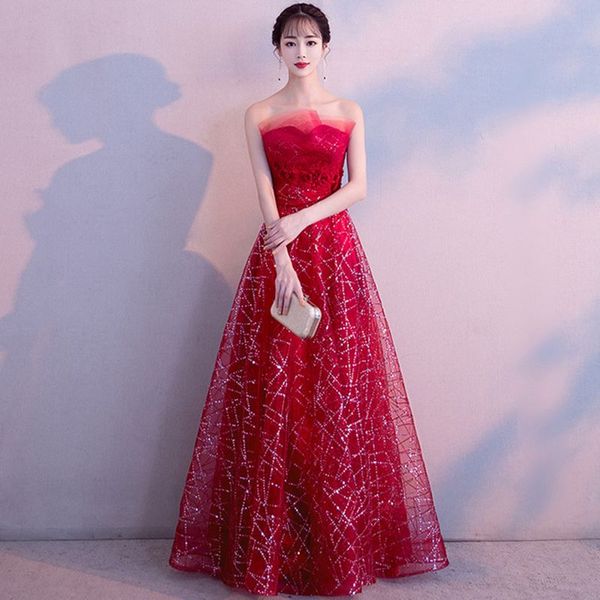 asian women prom dresses tube cheongsam lace sequins full length qipao vestidos bride wedding evening party dress gown, Red
asian women prom dresses tube cheongsam lace sequins full length qipao vestidos bride wedding evening party dress gown, Red
