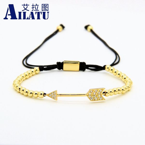 ailatu men's luxury jewelry micro pave cz arrow macrame bracelets with 4mm stainless steel beads, Golden;silver 
ailatu men's luxury jewelry micro pave cz arrow macrame bracelets with 4mm stainless steel beads, Golden;silver