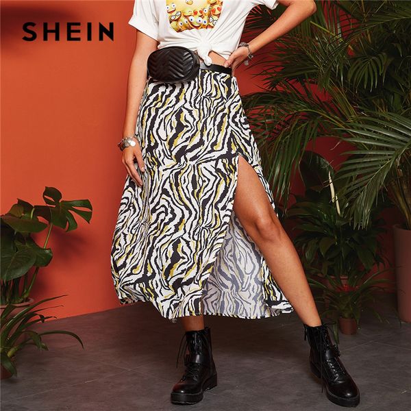 shein boho multicolor split thigh zebra print a-line skirts womens spring mid waist 2019 casual vacation flared long skirt, Black
shein boho multicolor split thigh zebra print a-line skirts womens spring mid waist 2019 casual vacation flared long skirt, Black
