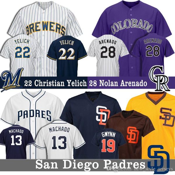 Men 13 Manny Machado San Diego 22 Christian Yelich Padres jersey 28 Nolan Arenado Rockies Milwaukee 19 Tony Gwynn Brewers custom jerseys
Men 13 Manny Machado San Diego 22 Christian Yelich Padres jersey 28 Nolan Arenado Rockies Milwaukee 19 Tony Gwynn Brewers custom jerseys