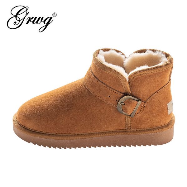 grwg classic 100% genuine cowhide leather snow boots real wool women boots warm winter shoes for women size 34-44, Black
grwg classic 100% genuine cowhide leather snow boots real wool women boots warm winter shoes for women size 34-44, Black
