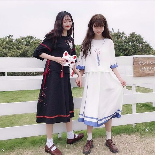 two piece dress 2021 summer women's short-sleeved t-shirt japanese blouse student improved style of hanfu loose two-dimensional animati, White
two piece dress 2021 summer women's short-sleeved t-shirt japanese blouse student improved style of hanfu loose two-dimensional animati, White