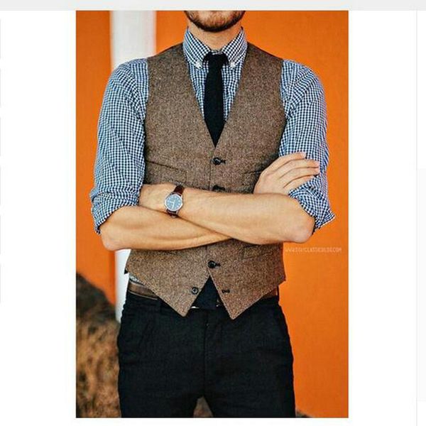 vintage formal real pictures brown tweed vest men wool waistcoat men wedding slim fit vests suit vest plus size, Black;white
vintage formal real pictures brown tweed vest men wool waistcoat men wedding slim fit vests suit vest plus size, Black;white