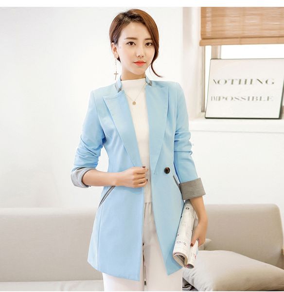 work black long for double breasted white suit women office blazer plus size lx494, White;black
work black long for double breasted white suit women office blazer plus size lx494, White;black