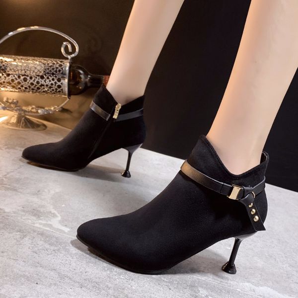 size 35-51 nice new ankle boots women autumn buckle with rivet shoes woman thin high heels young ladies party dress pumps, Black
size 35-51 nice new ankle boots women autumn buckle with rivet shoes woman thin high heels young ladies party dress pumps, Black