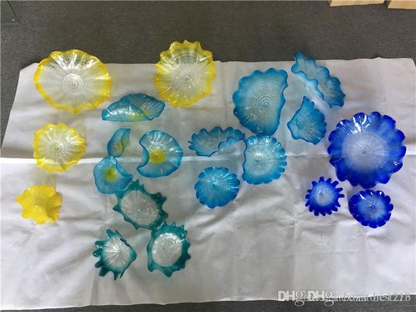 murano flower plates wall arts blue shade yellow shade decorative hand blown glass hanging plates with scallop edges
murano flower plates wall arts blue shade yellow shade decorative hand blown glass hanging plates with scallop edges